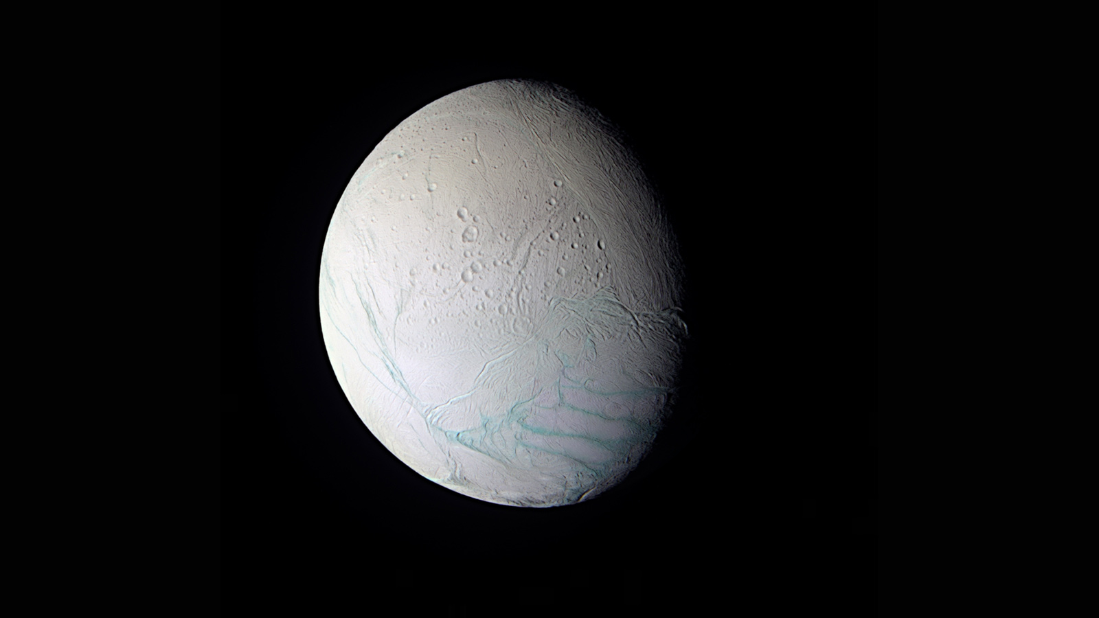 Winter on Enceladus.  There is no shortage of snow on Saturn’s moon.  It’s hard to believe how thick her layers are