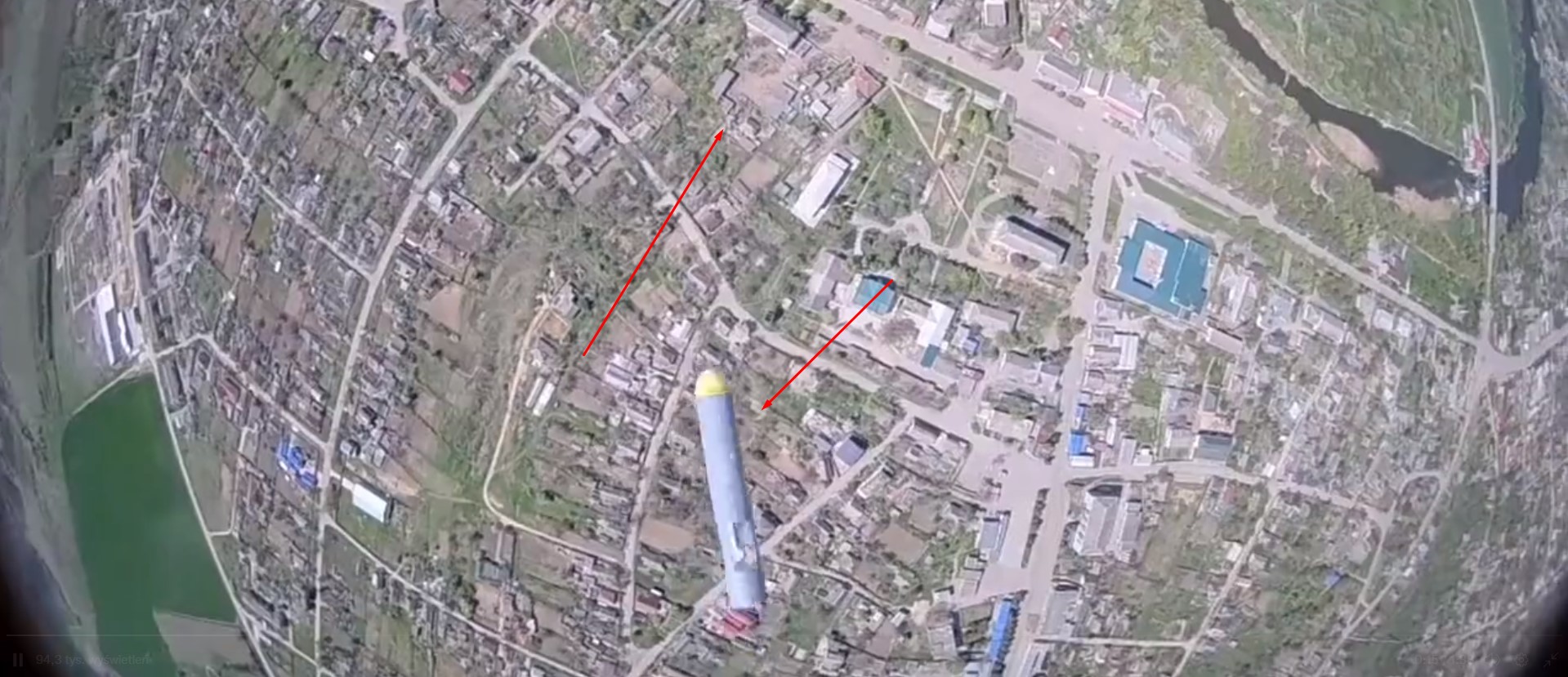 Bomba zrzucona przez ukraiński dron Punisher, rosyjski skład amunicji