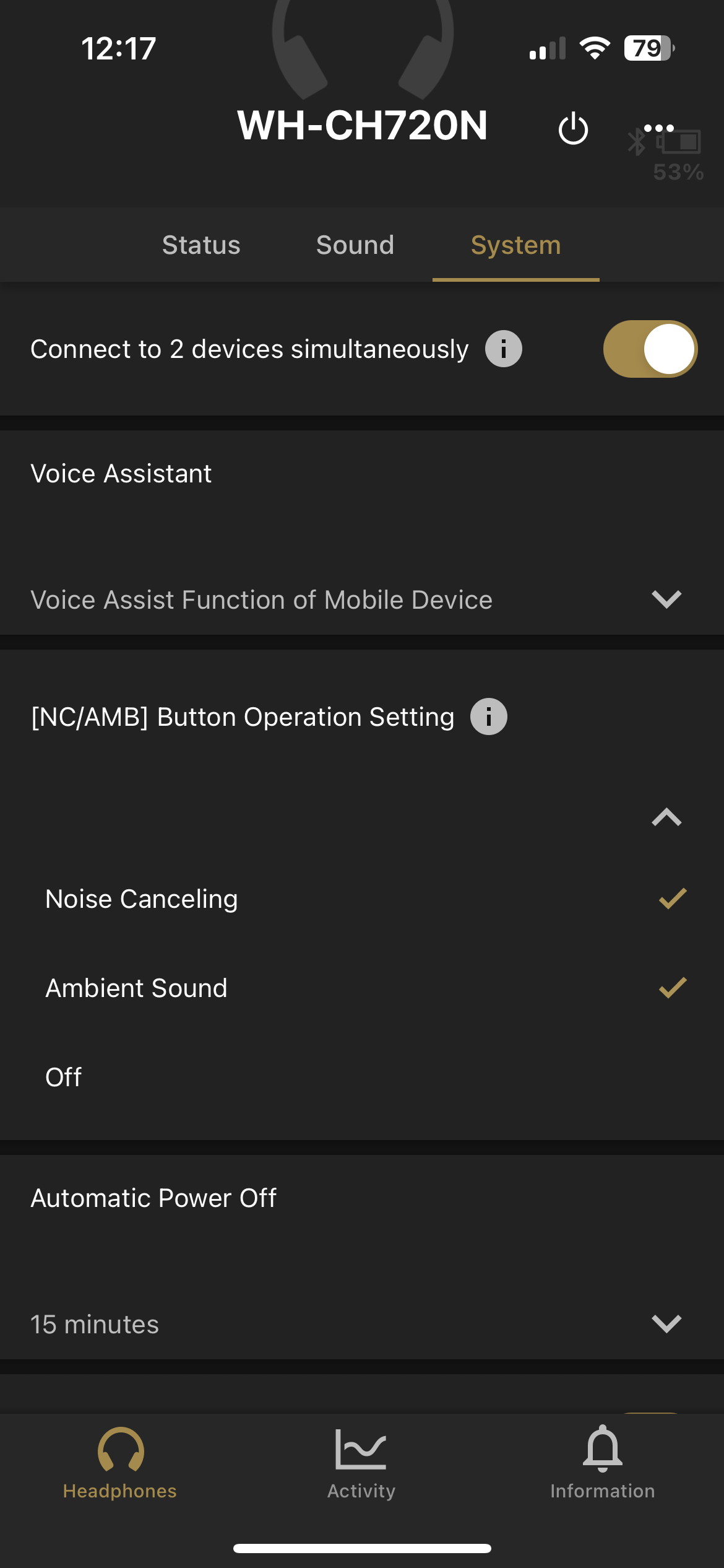 Sony WH-CN720N screenshot