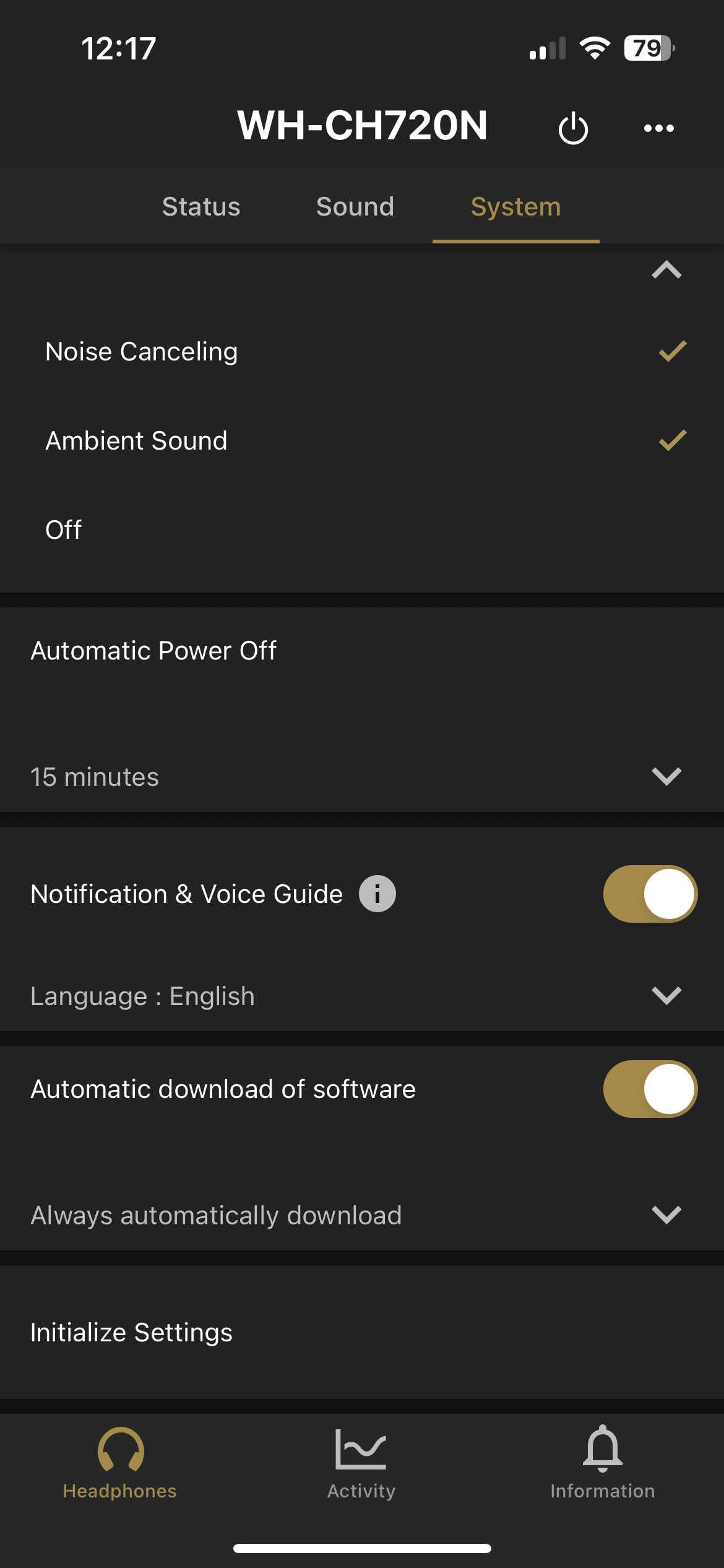 Sony WH-CN720N screenshot