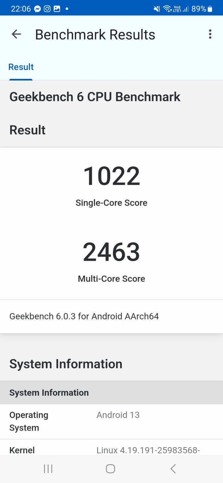 Samsung Galaxy A34 5G - Geekbench 6