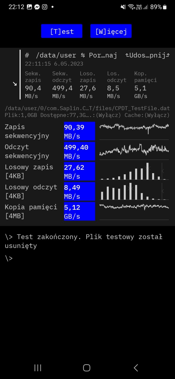 Samsung Galaxy A34 5G - Cross Platform Disk Test