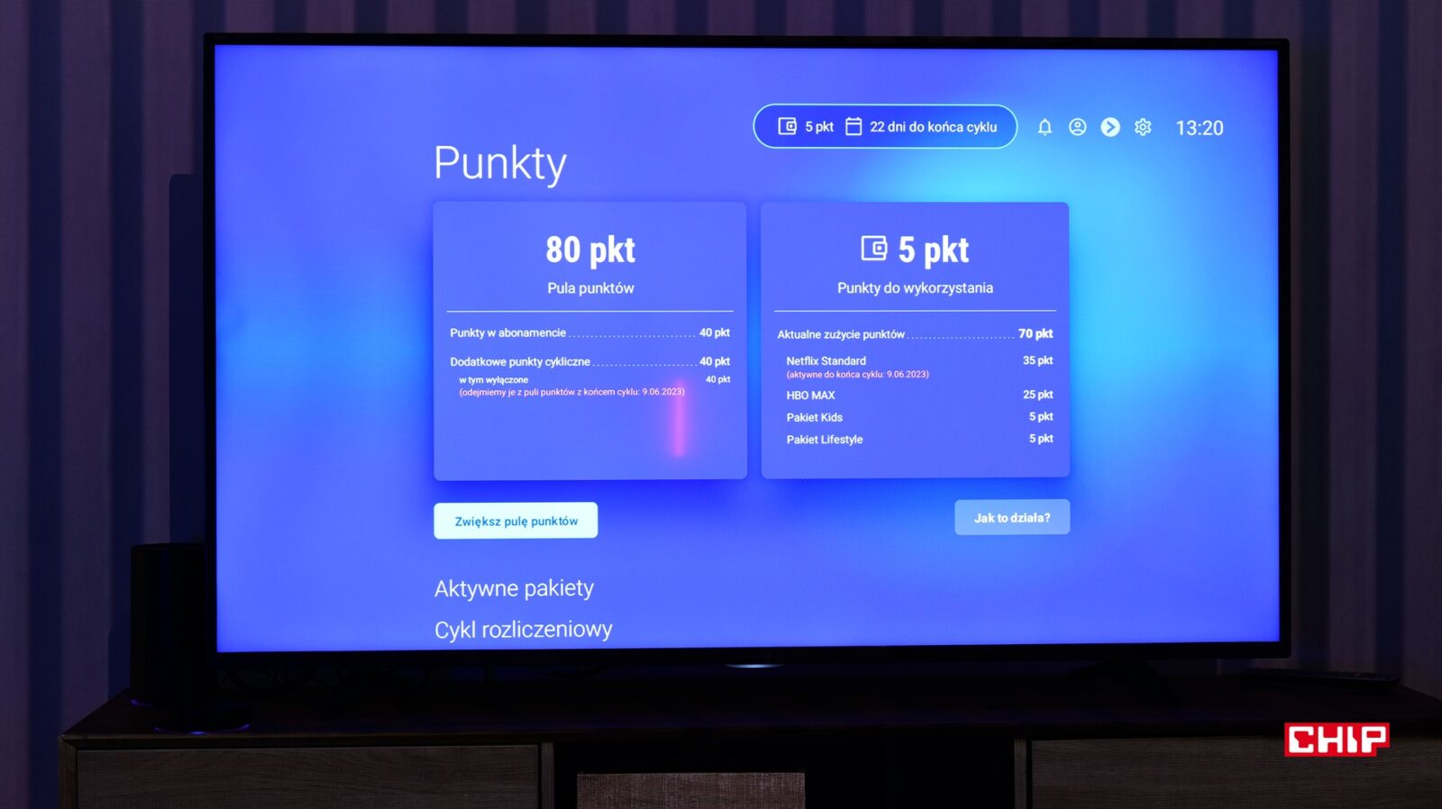 System punktów w abonamencie na telewizję Play - rozliczenie