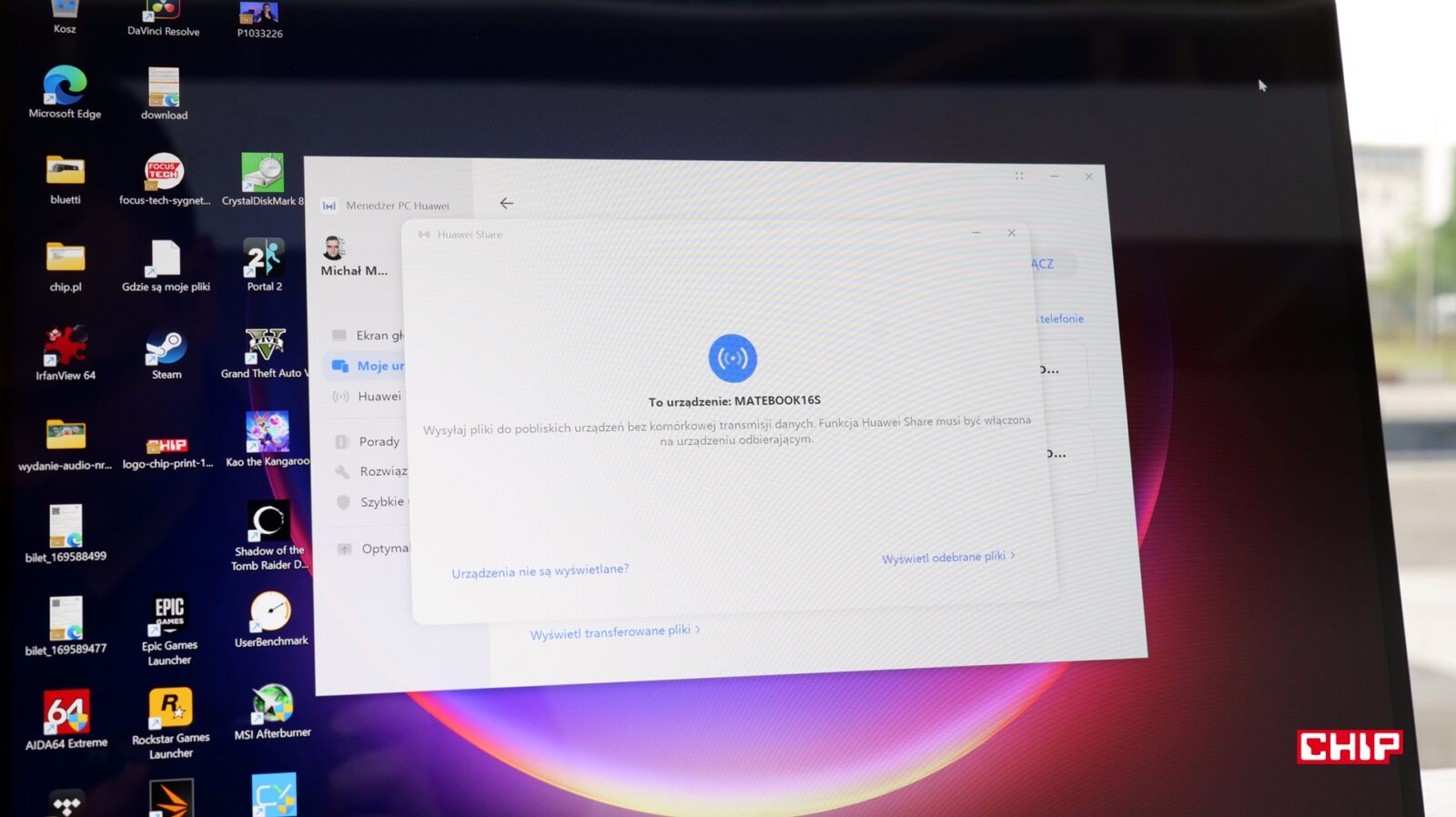 Huawei MateBook 16s - Udostępnianie plików urządzeniom Huawei