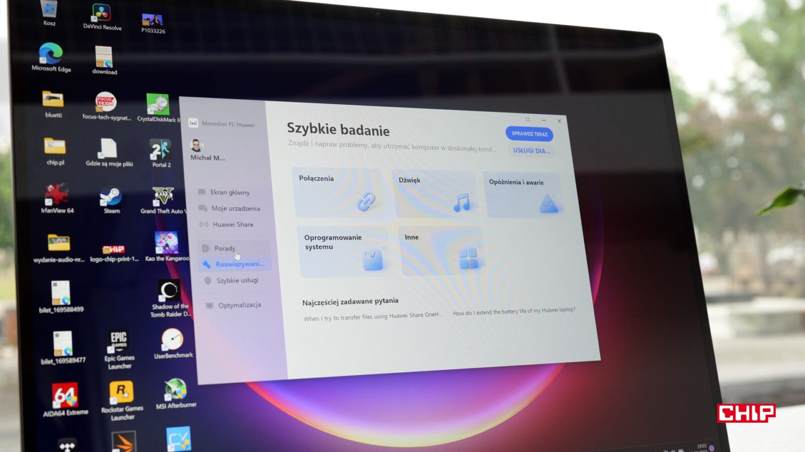Huawei MateBook 16s - Pomoc z poziomu dedykowanej funkcji