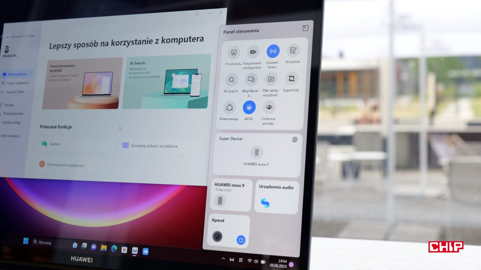 Huawei MateBook 16s - Panel sterowania