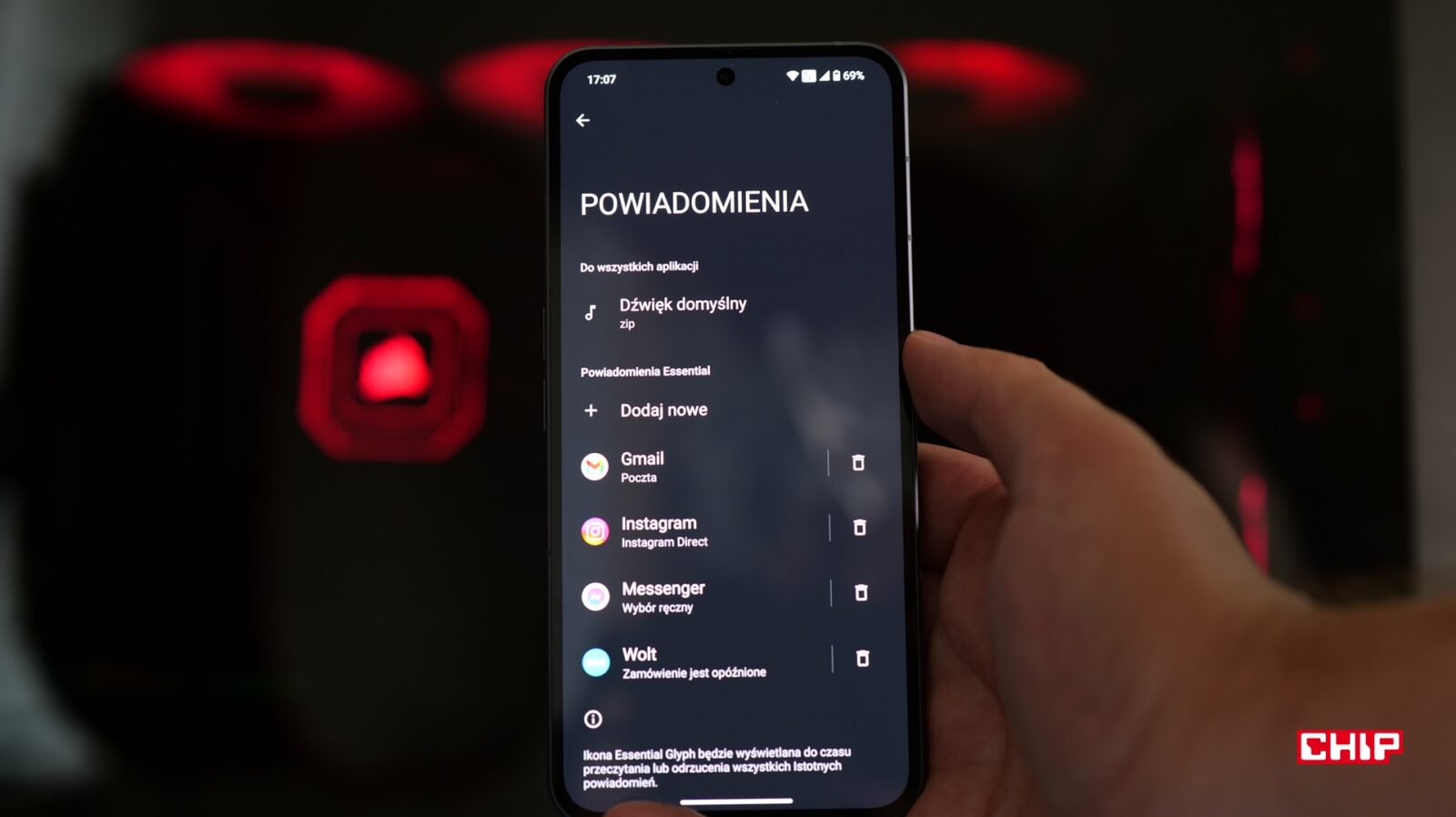 Ustawienia podświetlenia powiadomień w Nothing Phone (2)