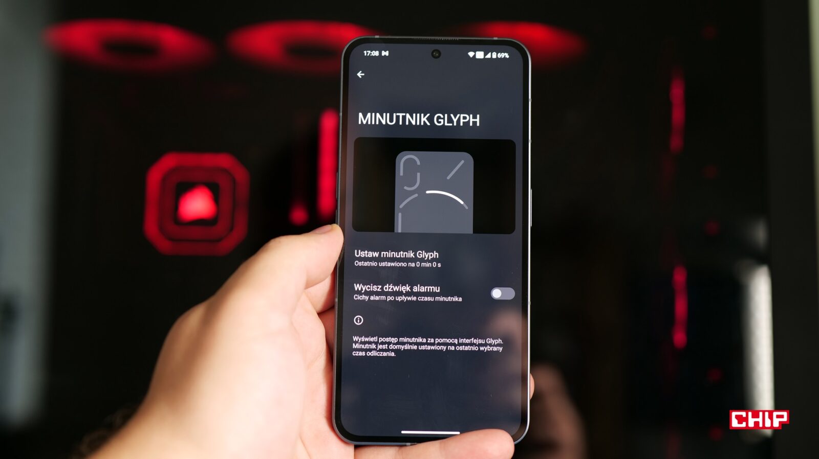 Minutnik Glyph dostępny z poziomu ustawień
