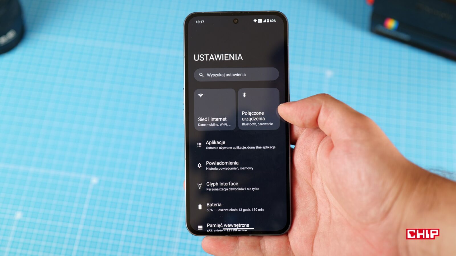 Wygląd menu ustawień