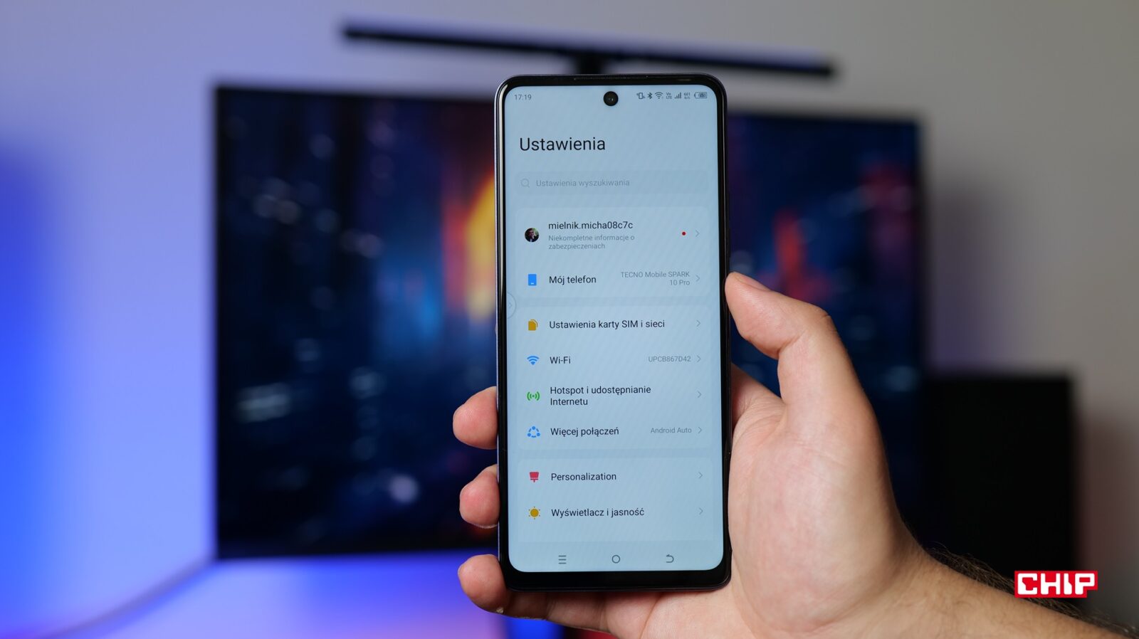 Widok menu ustawień w nakładce HiOS