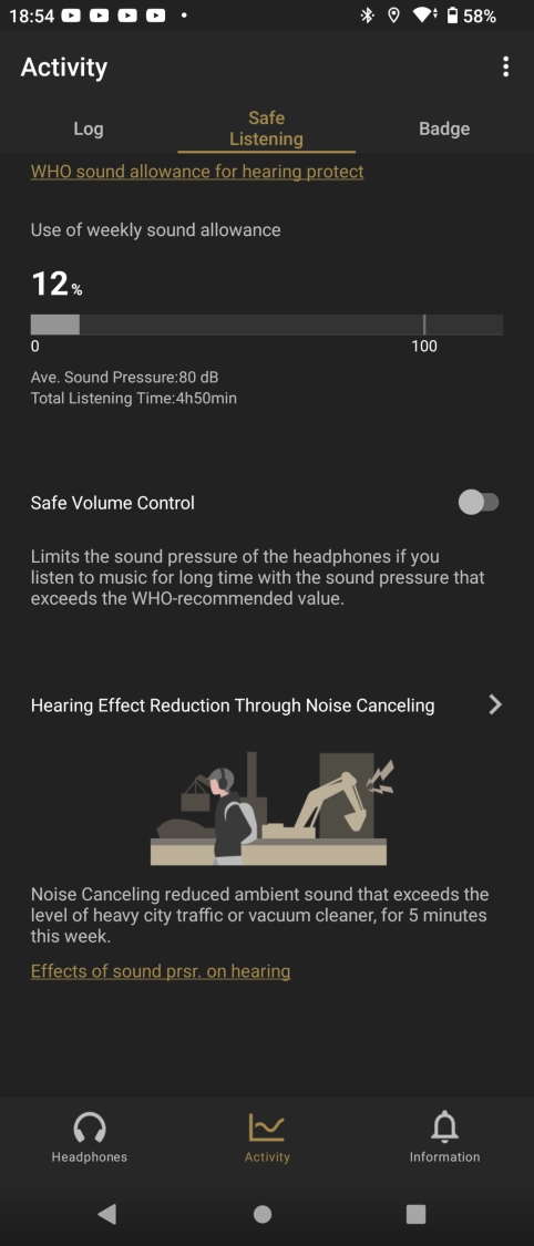 Aktywność z pomiarem okresu bezpiecznego słuchania