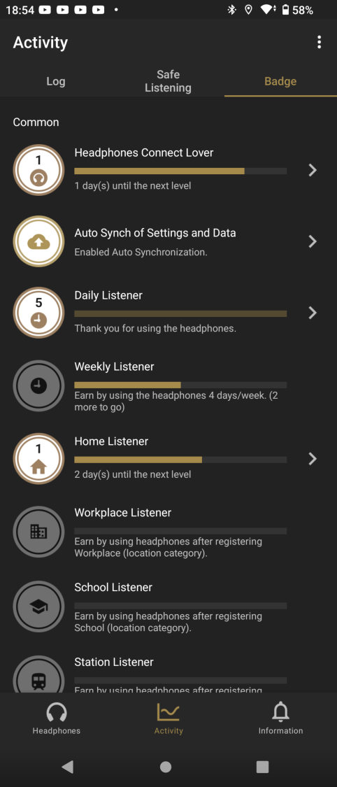Aktywność w aplikacji