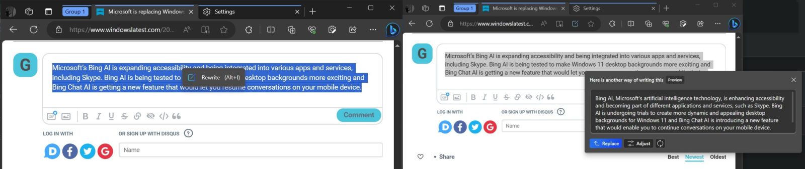 AI-writing w Edge