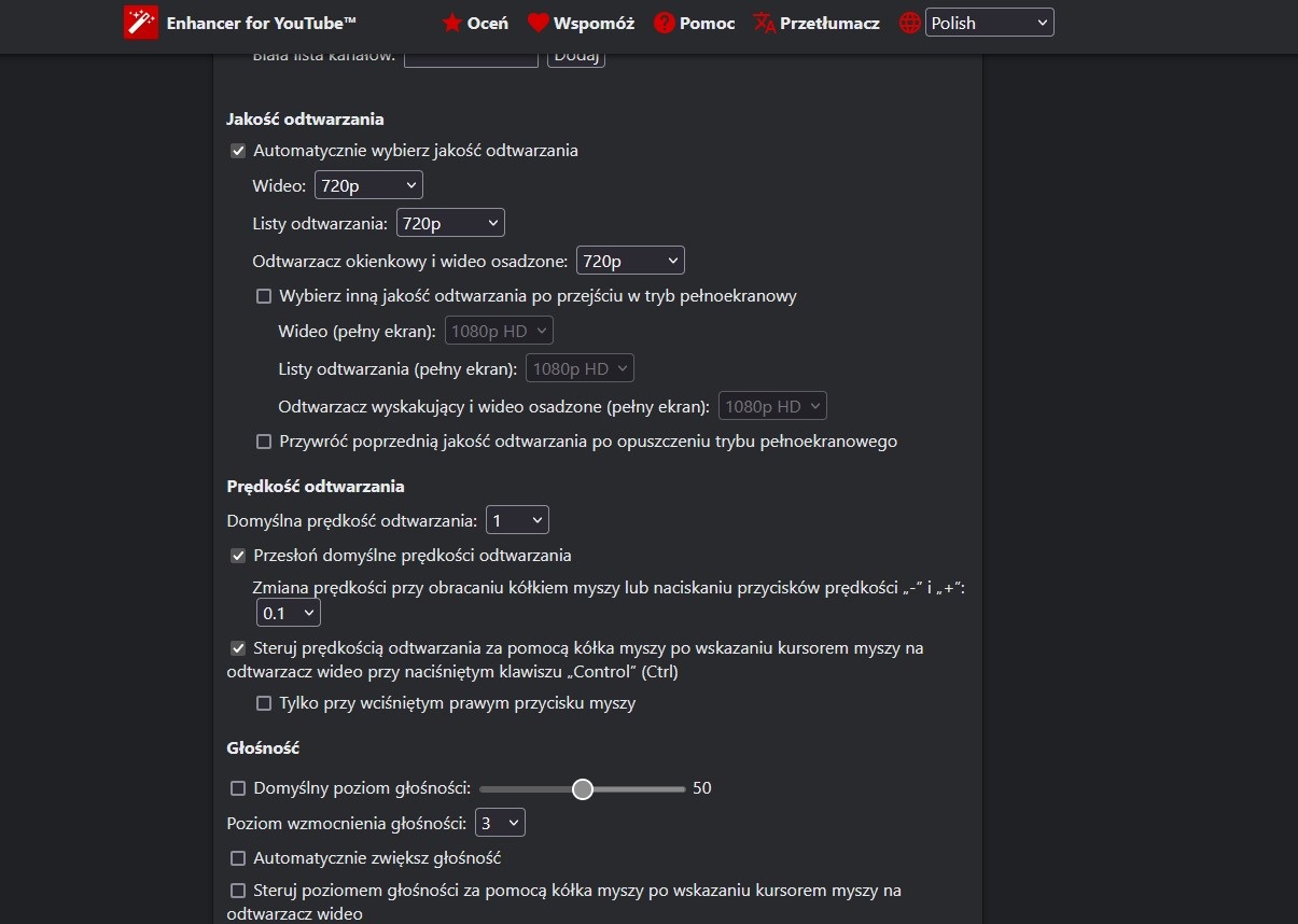 Enhancer for YouTube dla przeglądarki Firefox