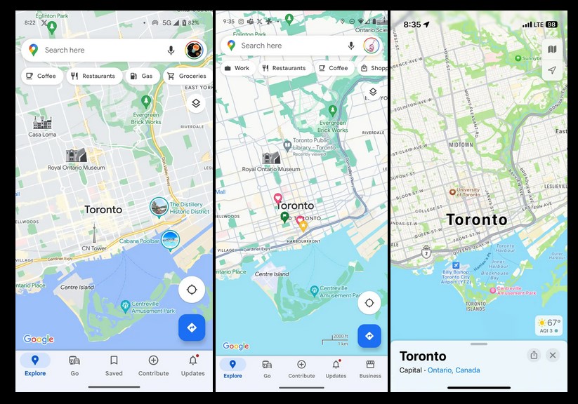Mapy Google i Mapy Apple