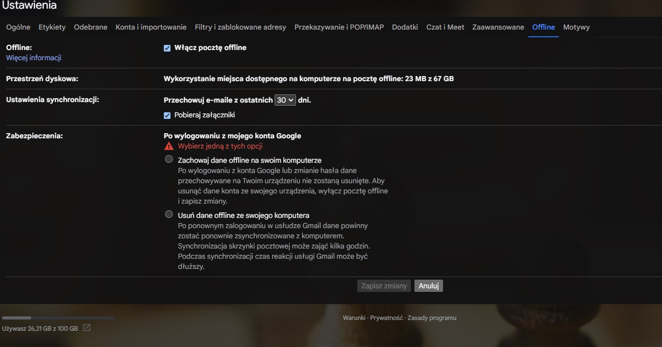 Gmail - poczta offline