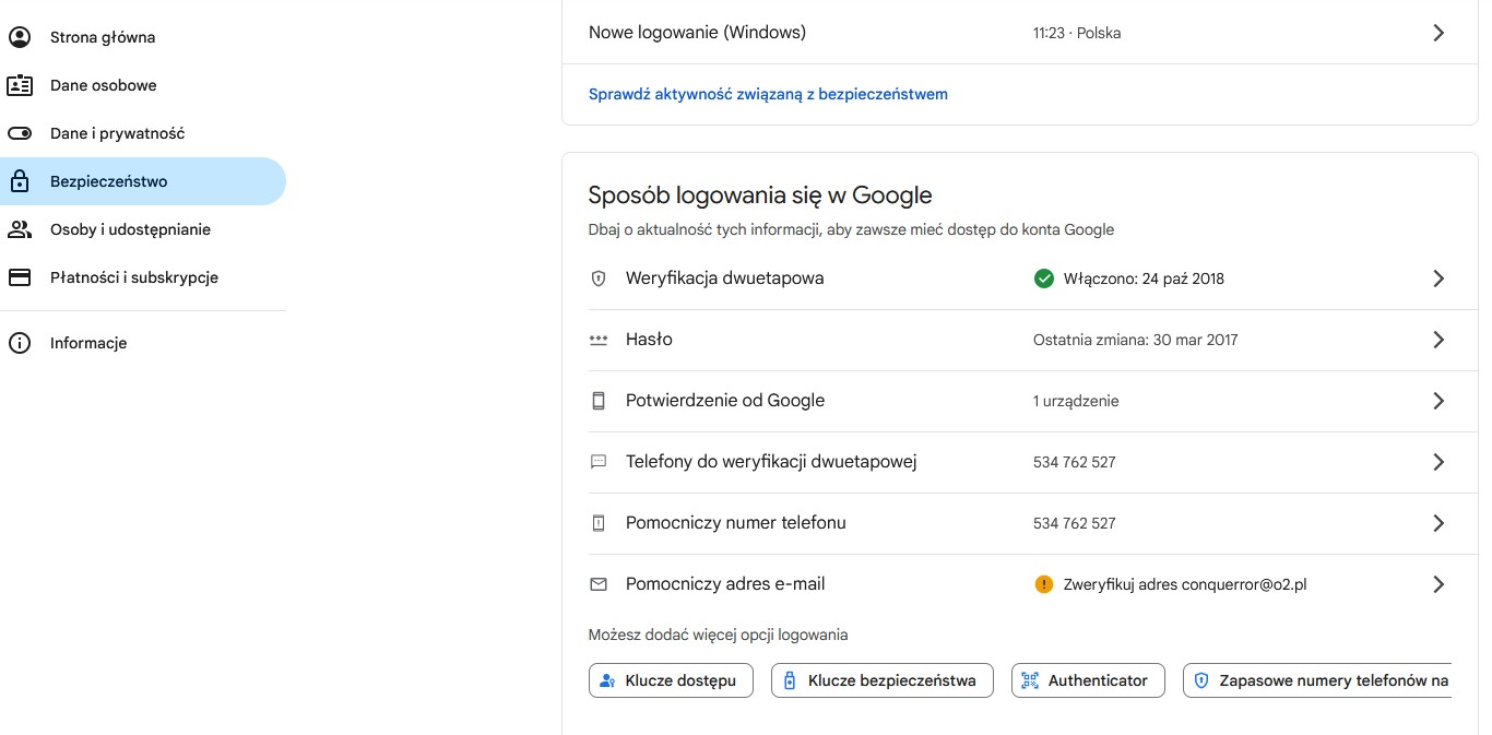 Gmail - sposoby logowania