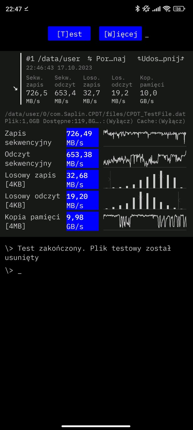 Xiaomi 13T -Cross Platform Disk Benchmark 726/653 MB.s