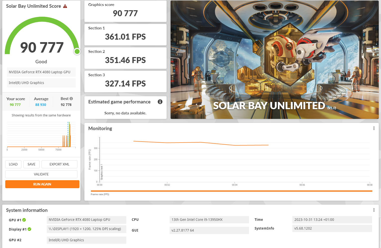 MSI Vector GP68 HX 13V benchmark