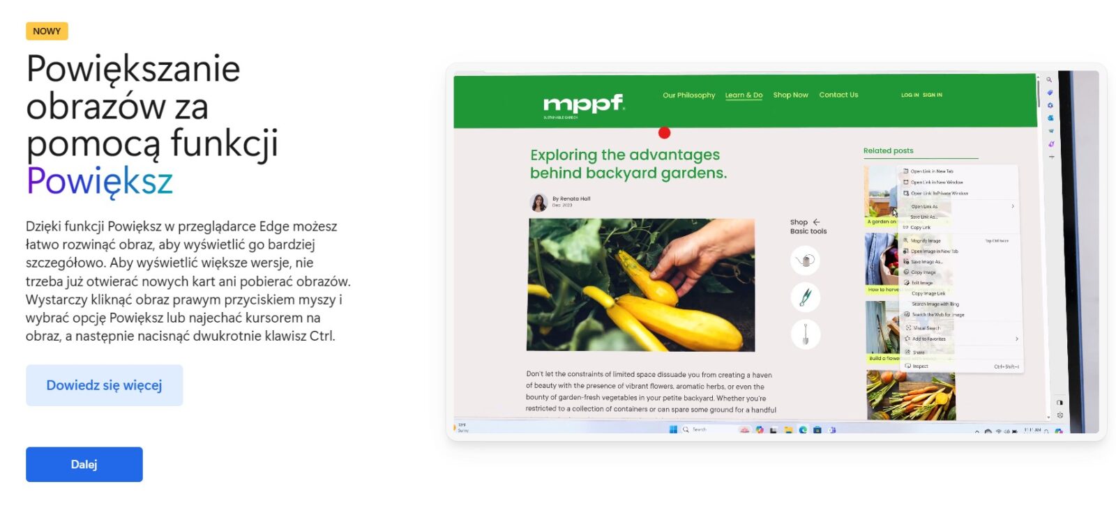 Edge - funkcja Powiększ