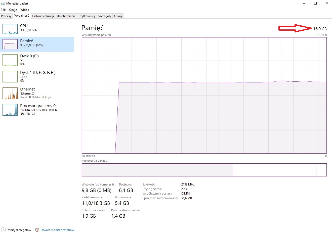 Komputer - ilość pamięci RAM