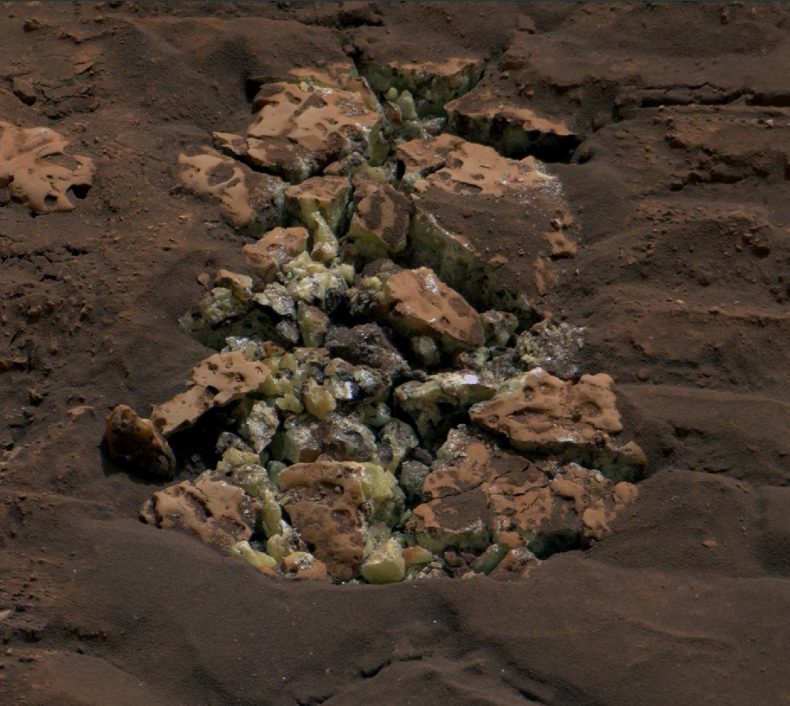 The Mars rover broke the rock there. “It’s like finding an oasis in the desert.”