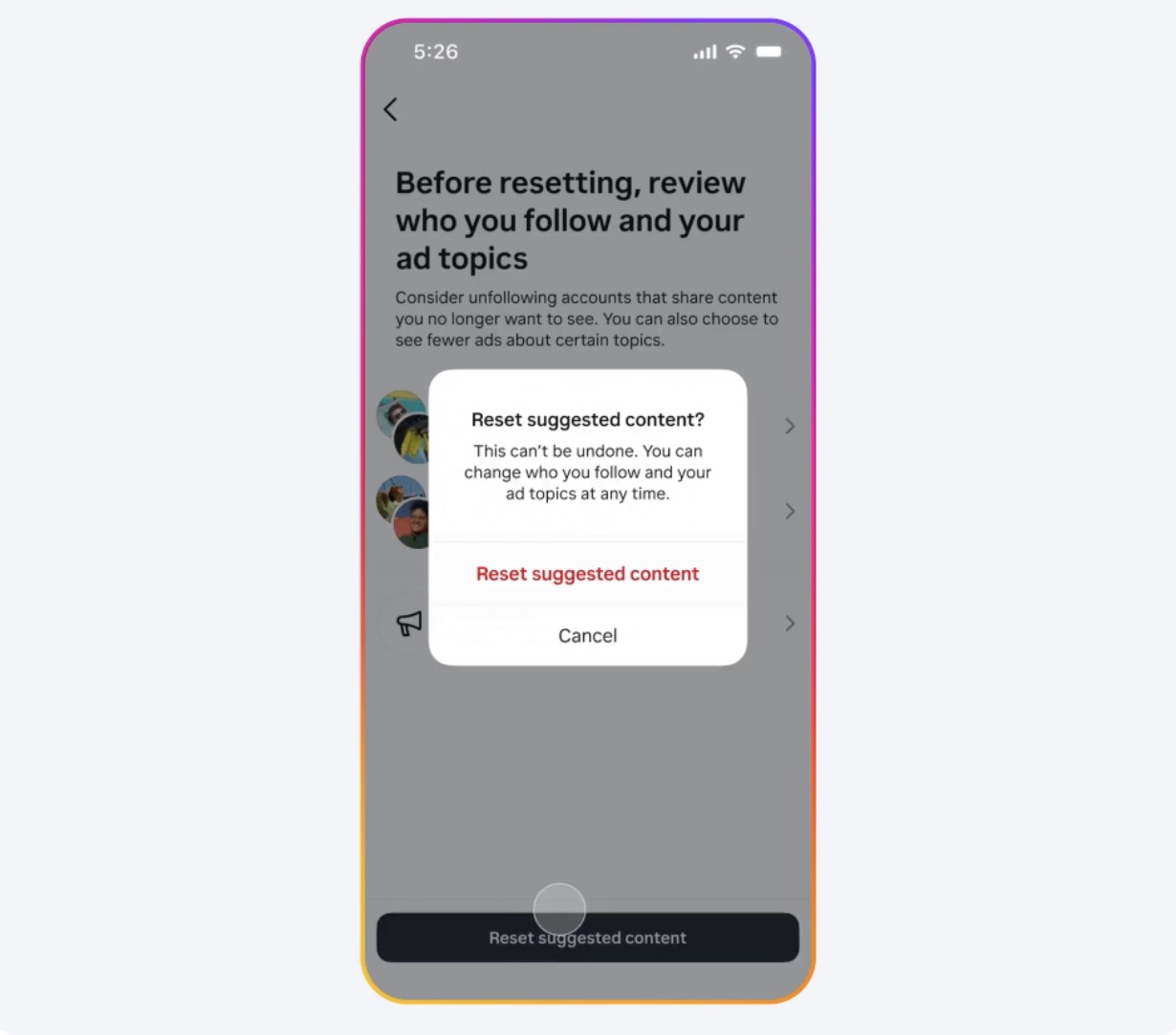 Instagram fresh start