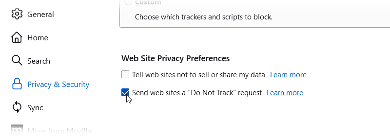 Firefox DNT