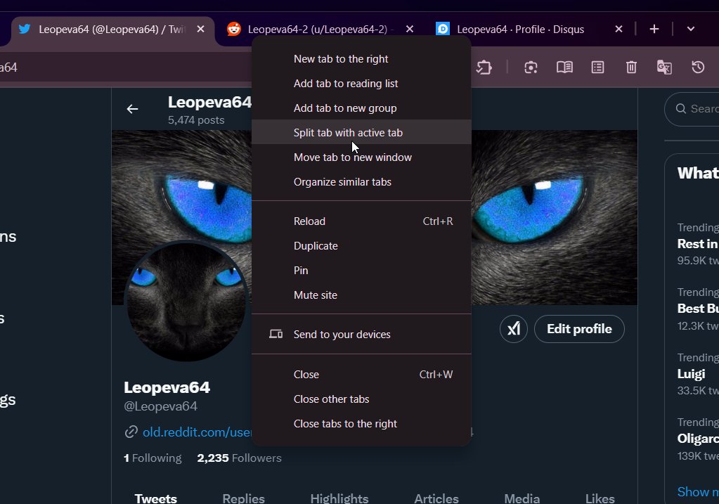 Chrome z podziałem kart