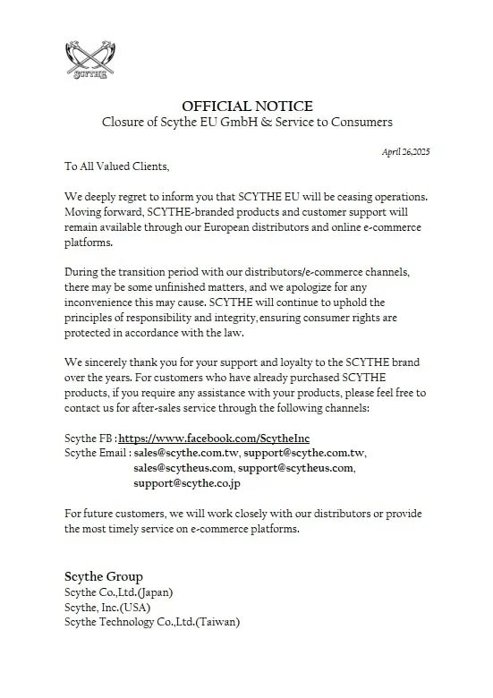 Scythe - oświadczenie