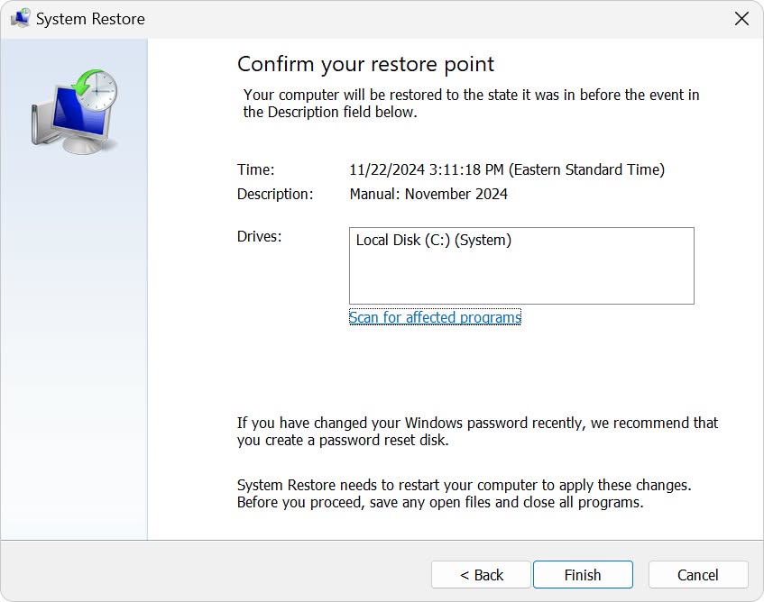 Windows 11 – ustalono nowy standard punktu przywracania systemu