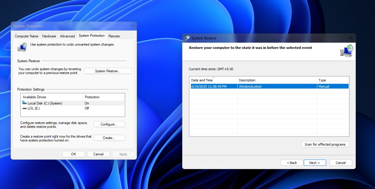 Windows 11 - punkt przywracania systemu