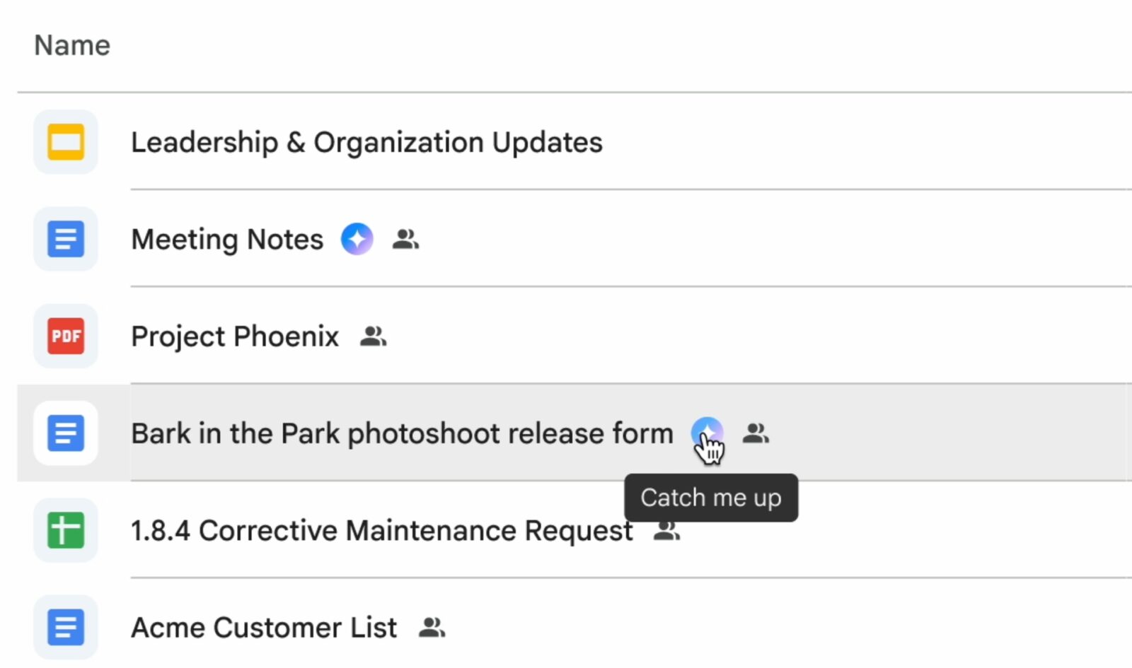 Dysk Google catch me up
