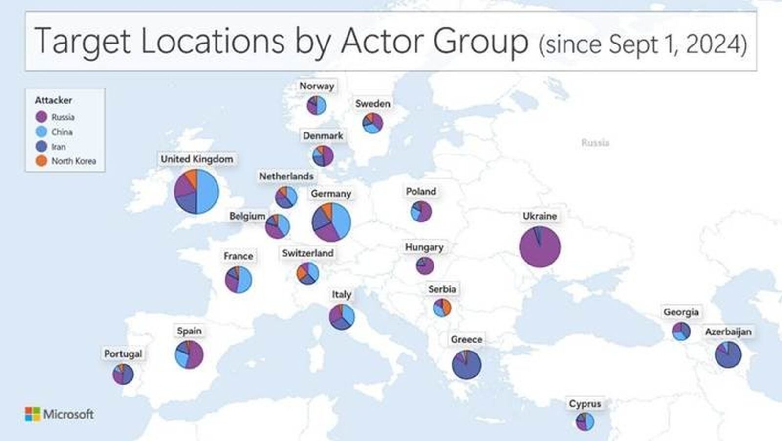 Microsoft - mapa cyberataków w Europie