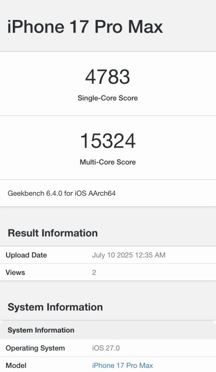 A19 Pro - Geekbench