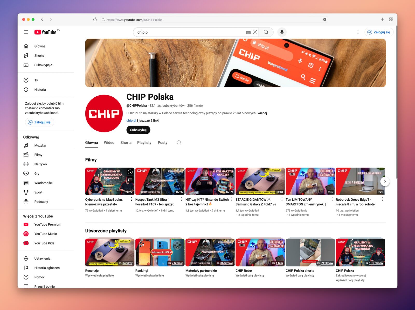 Zrzut ekranu przedstawia przeglądarkę Ladybird z uruchomioną stroną YouTube.com.