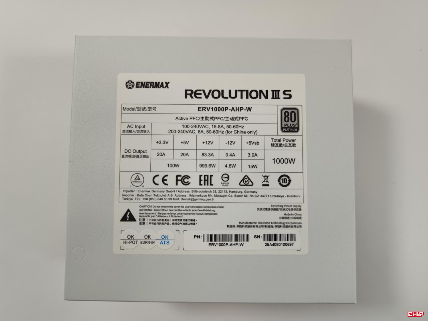 test Enermax Revolution III S 1000W, recenzja Enermax Revolution III S 1000W, opinia Enermax Revolution III S 1000W