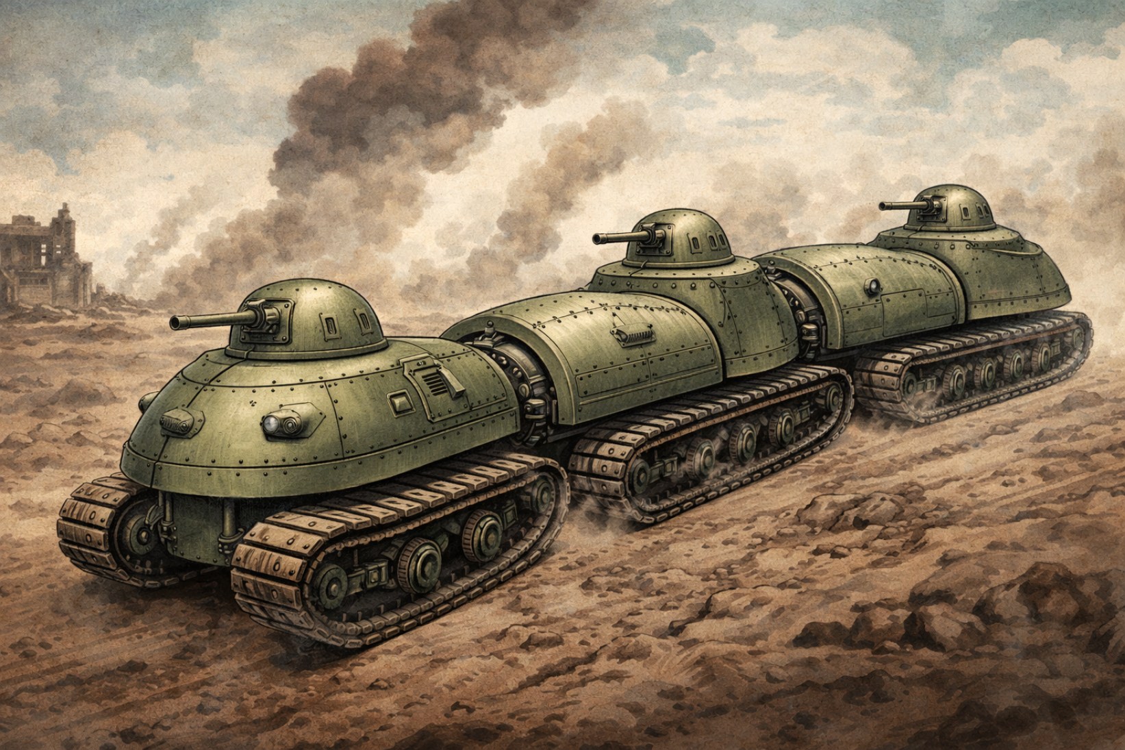 Самый замысловатый танк в мире? Три корпуса и гидравлика из военной фантастики